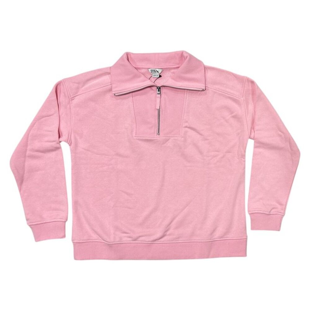 Eddie Bauer Women's Drop Shoulder Collared Quarter Zip Casual Pullover - Pink